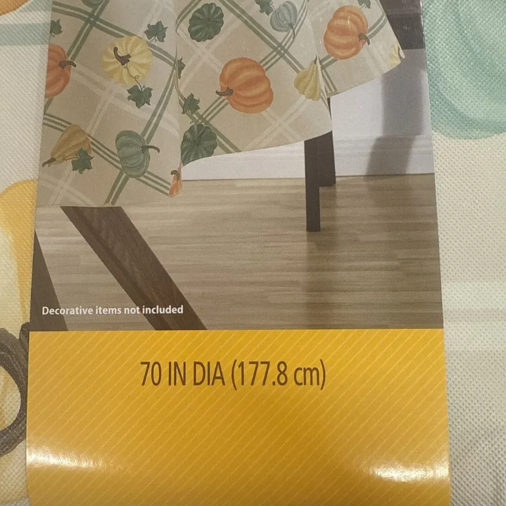 Harvest Round Peva Tablecloth 70 Inch Round Thanksgiving, Fall, Autumn, Holidays